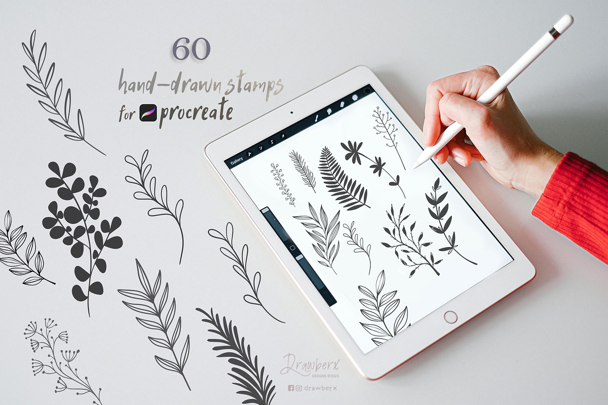 Leaves & Branches Stamp Brushes 003, a Brush Add-On by Drawberx (Photo 4 of 5)