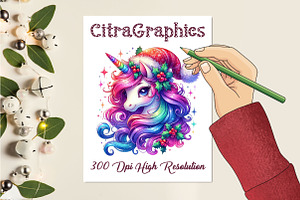 Christmas Cute Unicorn Clipart