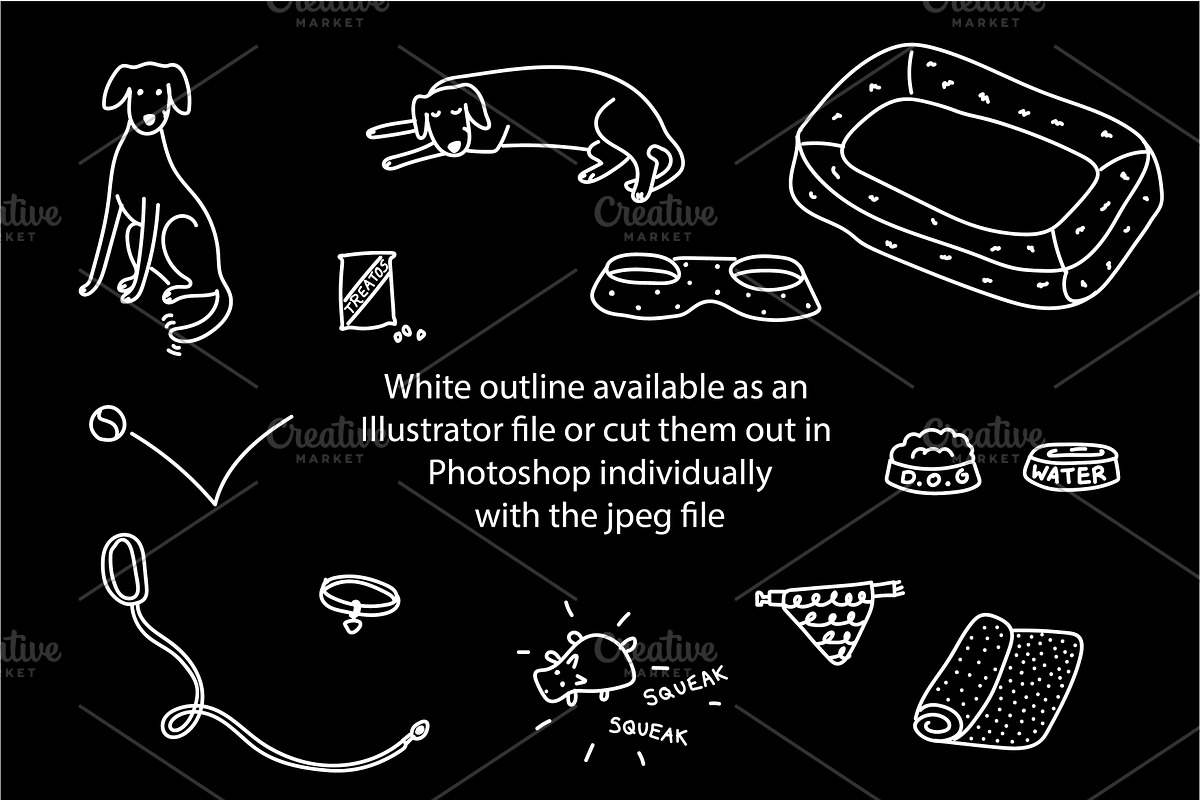 Cute doodle dogs and accessories, an Animal Illustration by Liz Pengilley Studio (Photo 3 of 4)