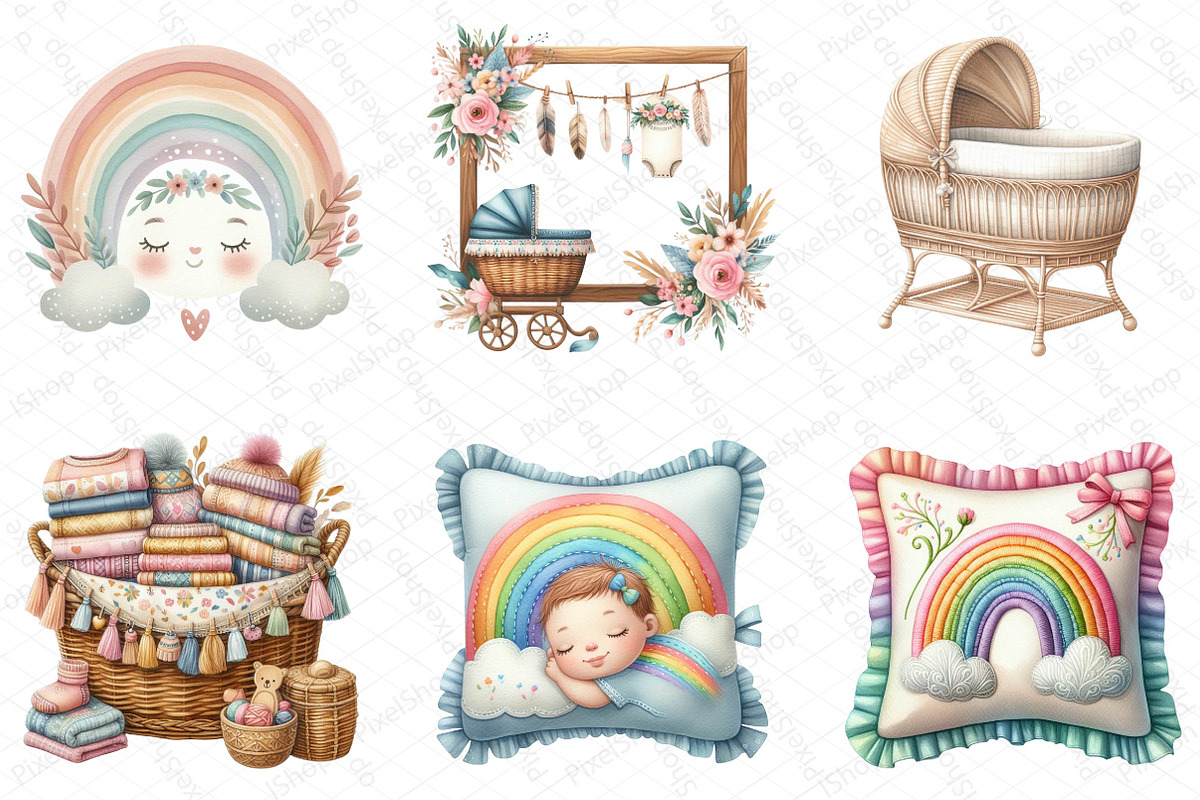 Boho Baby Watercolor Clipart, an Illustration by DreamPrint404 (Photo 2 of 6)