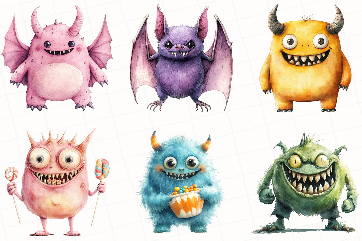 Halloween Monsters Clipart, an Illustration by OK Design (Photo 4 of 5)