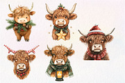 Christmas Highland Cow Clipart, an Illustration by Dream Creation (Thumbnail 7 of 7)