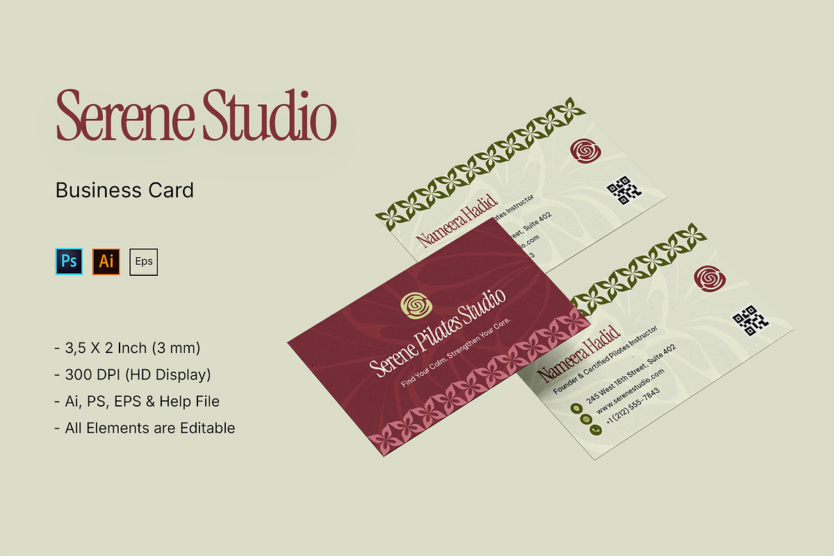 Serene - Business Card, a Business Card Template by StreaksideStd (Photo 1 of 3)