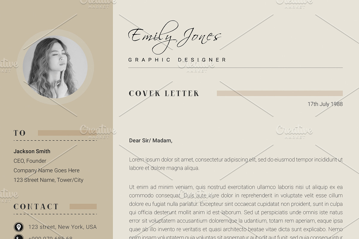 Simple Color CV-Resume Template *C, a Resume Template by Showy68 Template