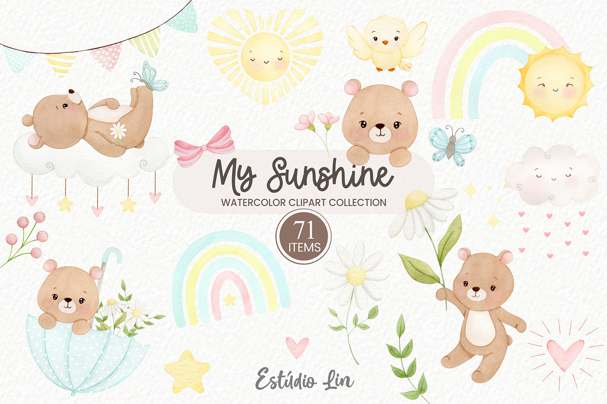 My sunshine Watercolor clipart, an Illustration by Estúdio Lin (Photo 1 of 8)