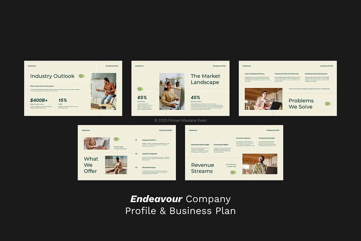 Cream Green Modern Company Profile preview 3