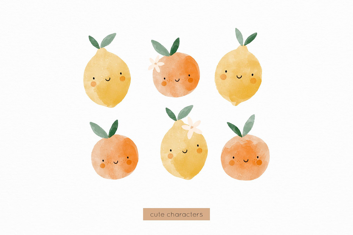 Lemon & Orange - cute watercolor set, an Object Graphic by Cute And Wild (Photo 2 of 5)