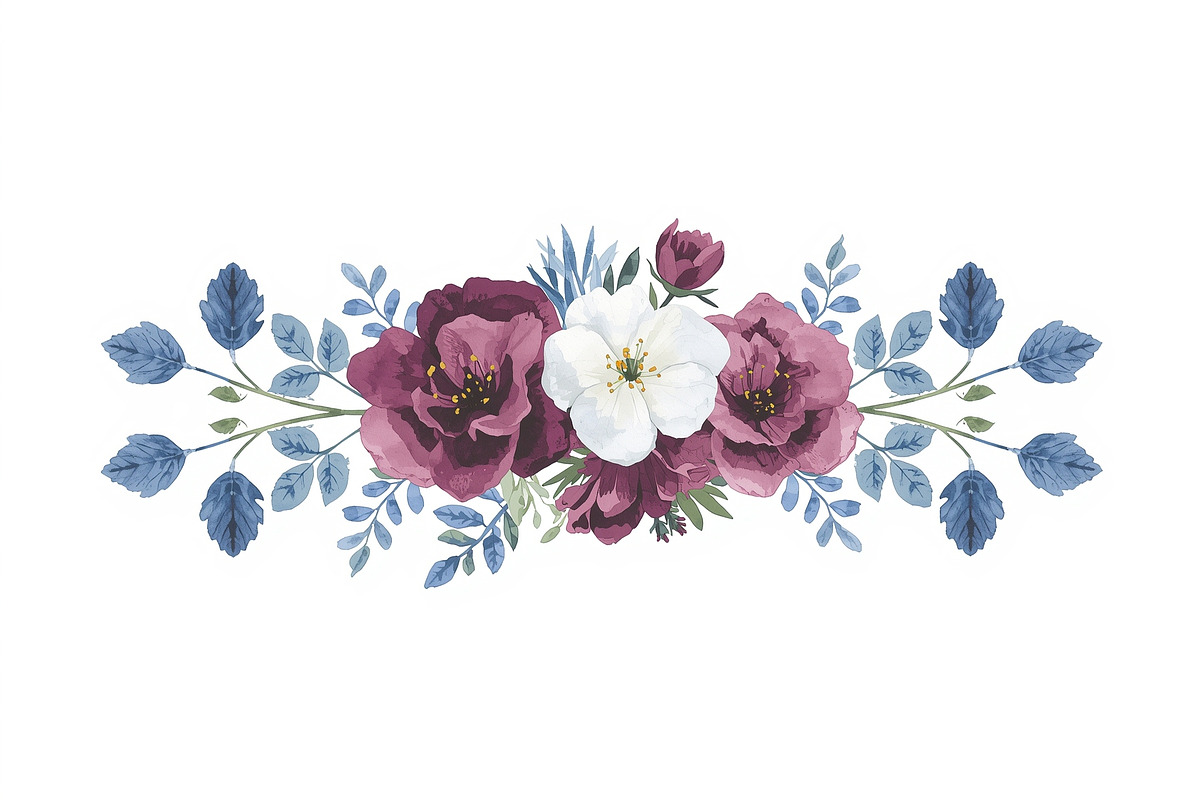 Burgundy Floral Clipart Set, an Illustration by Designer_Momina (Photo 6 of 16)