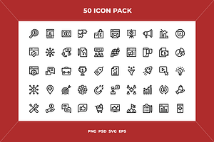 Marketing icons, an Outline Icon by Wencory