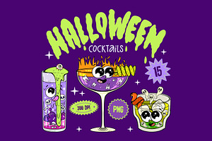 Halloween Cocktail Clipart Set