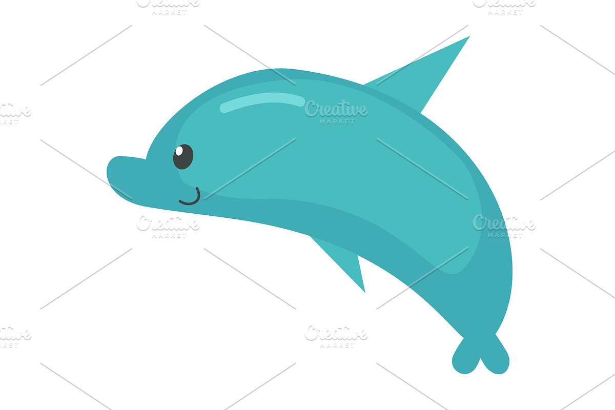 Cartoon dolphin vector cute fish, an Animal Illustration by SiberianArt