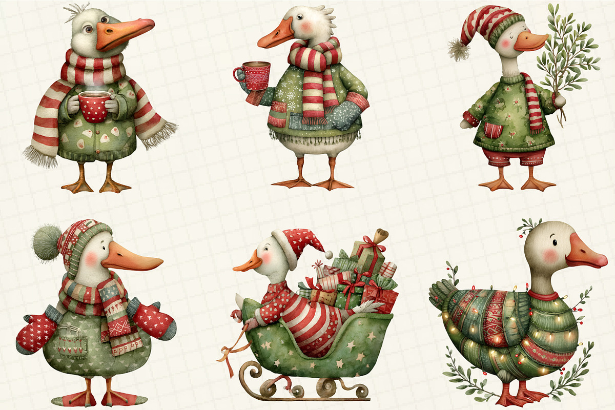 Whimsical Geese Clipart Bundle, an Illustration by DreamCafeArt (Photo 6 of 7)
