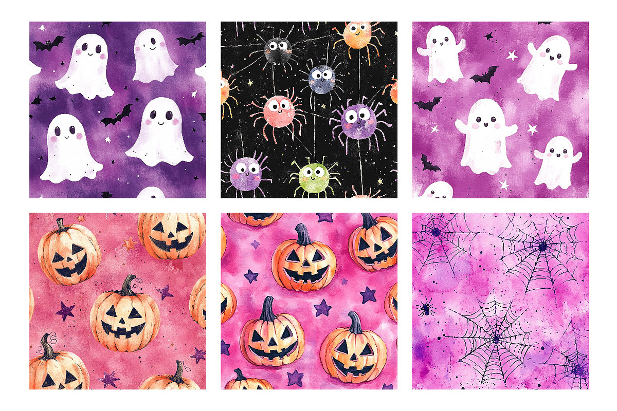 Neon Halloween Digital Paper Pack, a Pattern Graphic by SinaCreation (Photo 2 of 5)