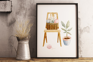 Knitting Watercolor Illustrations