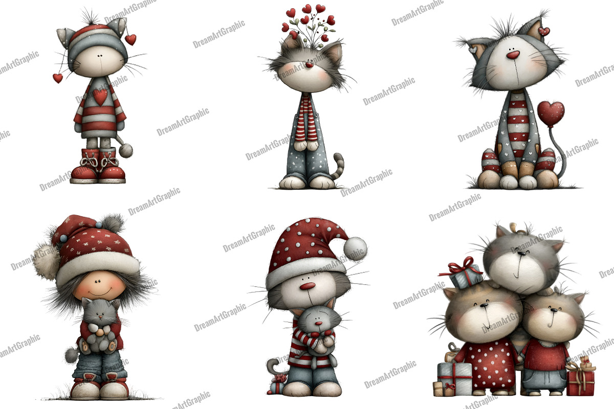 merry cat mama Clipart, an Illustration by DreamArtGraphic (Photo 3 of 5)