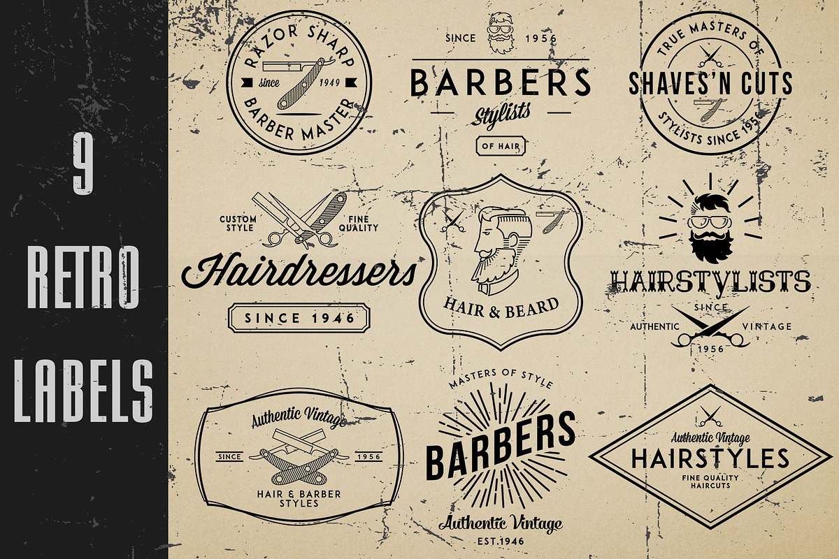 Retro Labels Set 1, a Branding & Logo Template by DCD Vector Co. (Photo 1 of 10)