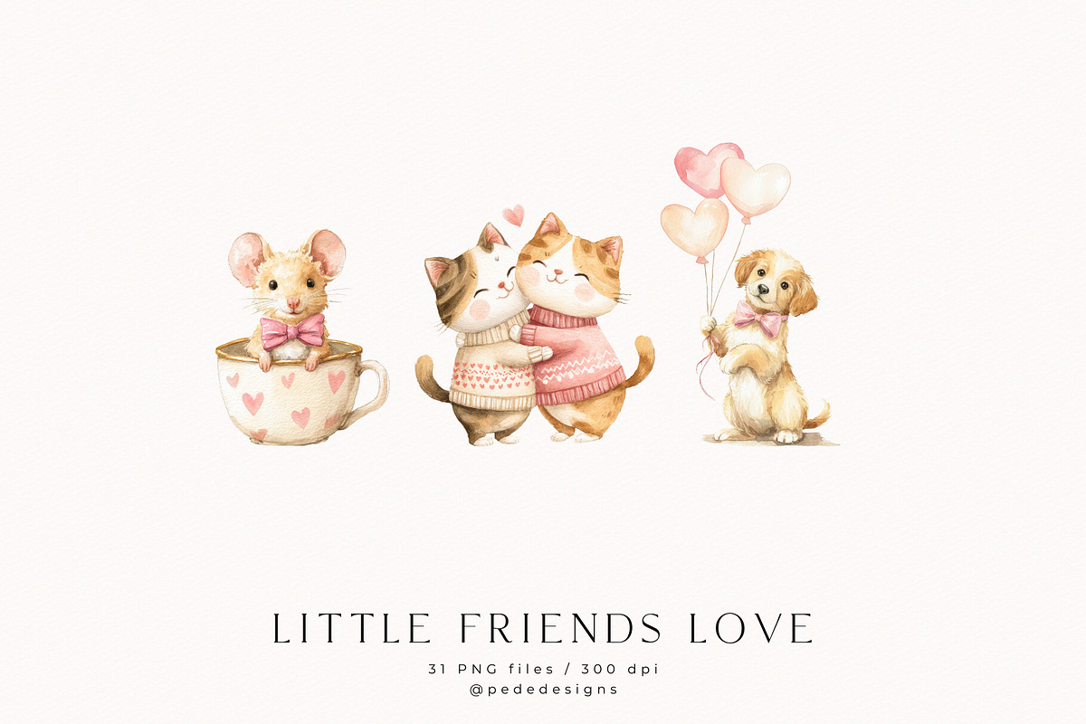 Little Friends Love, an Animal Illustration by PeDe Designs (Photo 2 of 11)