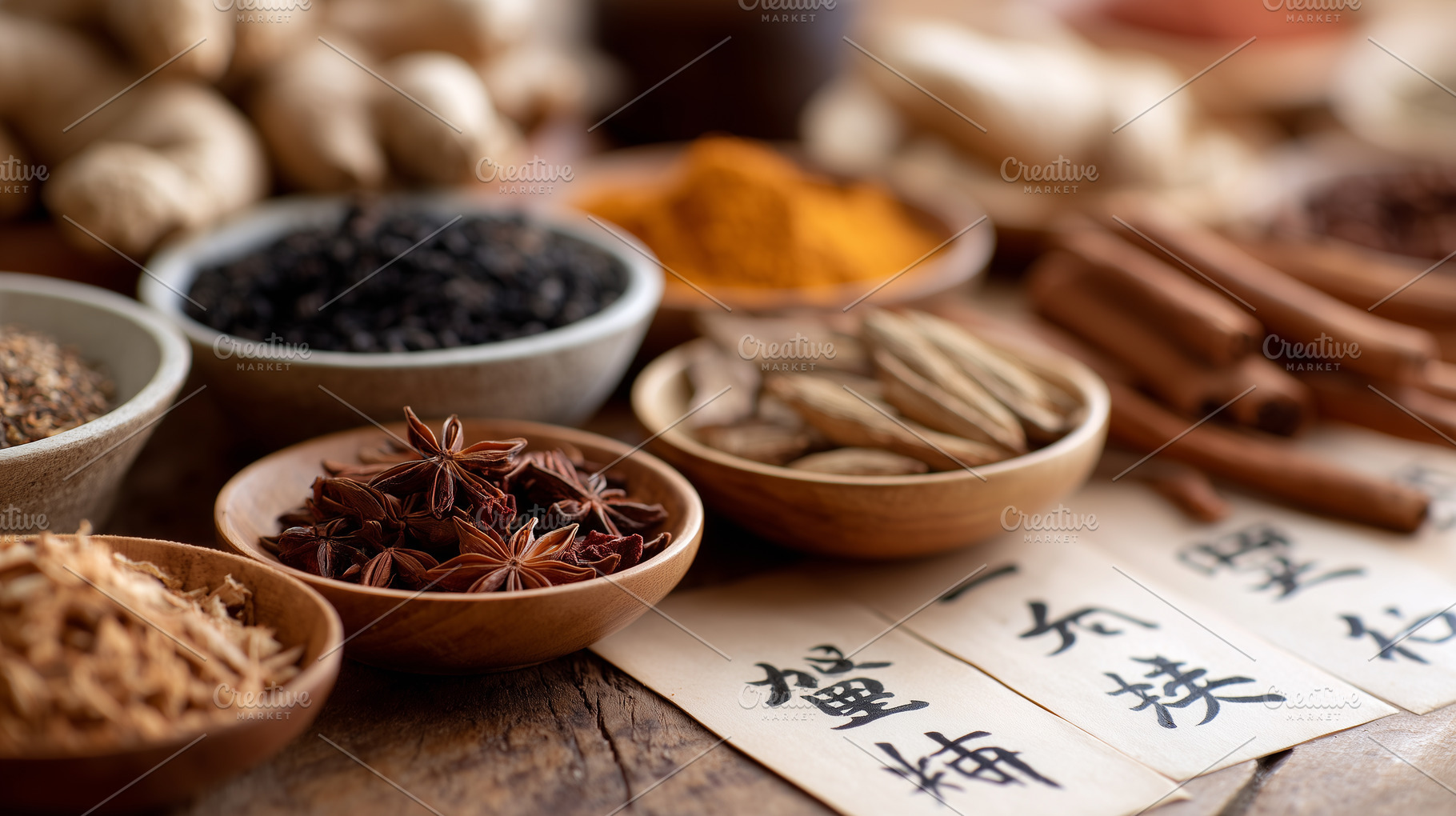 Assortment traditional Asian spices, a Food & Drink Photo by MistyDay