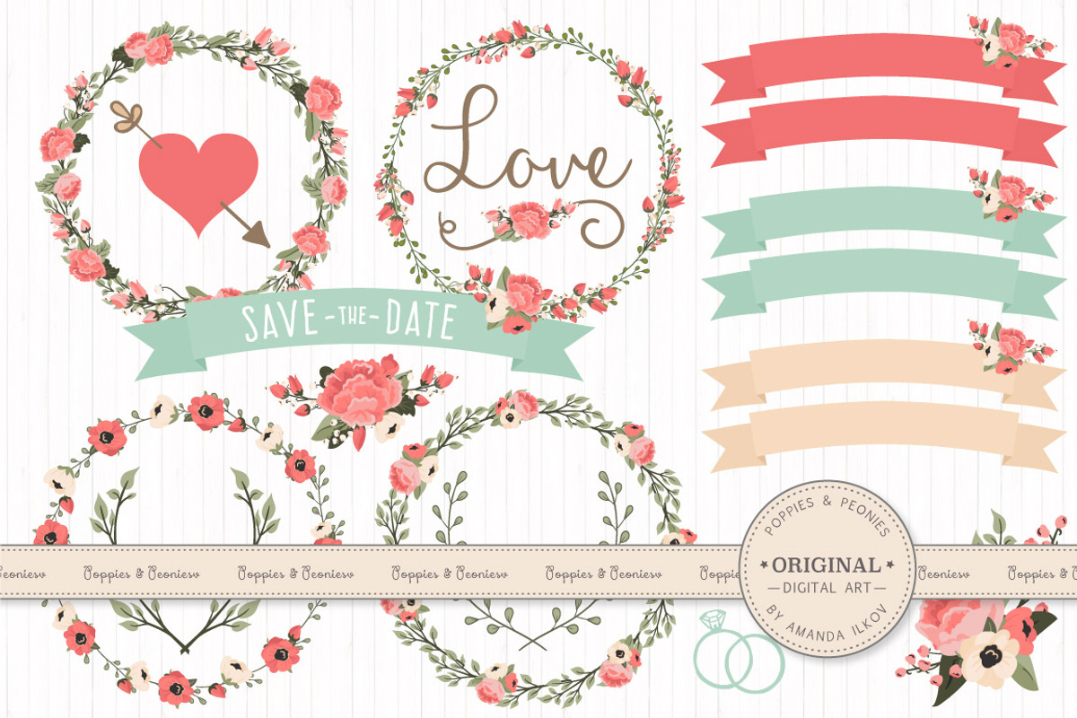 Wedding Floral Clipart & Vectors, an Illustration by Amanda Ilkov (Photo 1 of 4)