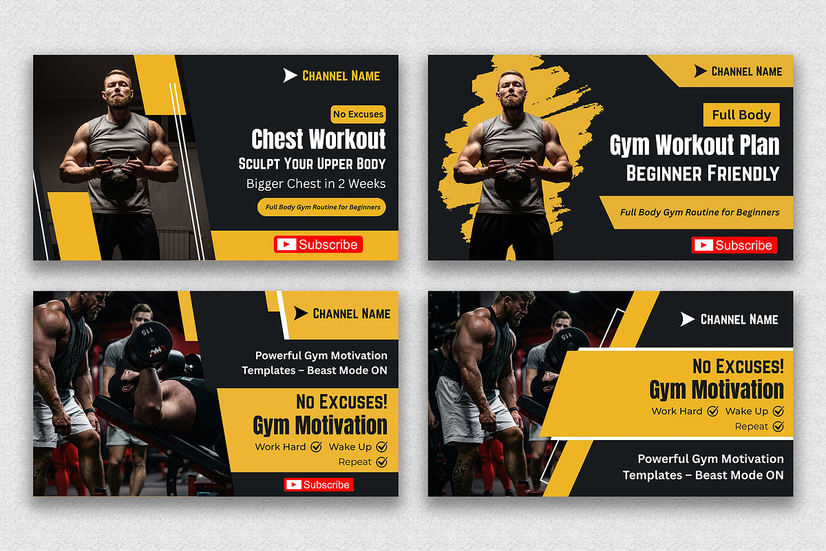Yoga - Gym - Fitness - Thumbnails, a Social Media Template by Mohammad Sarfaraz (Photo 3 of 6)
