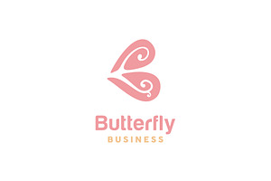 Beauty Initial B Butterfly Logo