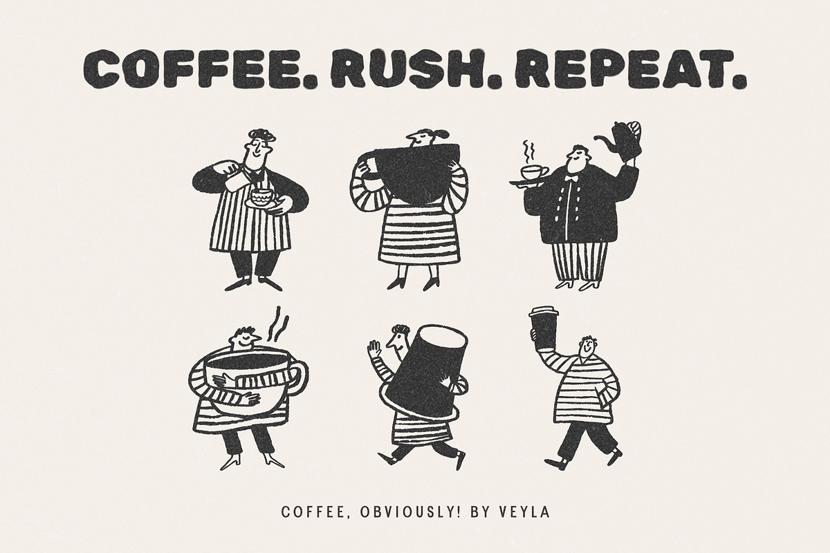 50 Hand-Drawn Сoffee Characters, a Food Illustration by Veyla (Photo 6 of 13)