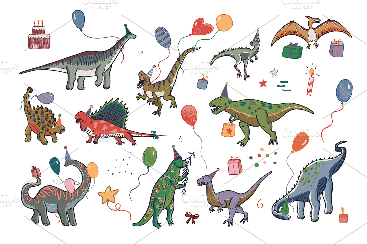 Dinosaur Birthday Party, a Pattern Graphic by GooseFrol (Photo 2 of 12)
