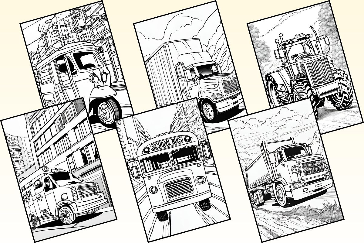 Transport Vehicles Coloring Pages, a Transportation Illustration by Catchy Ideaz (Photo 3 of 3)