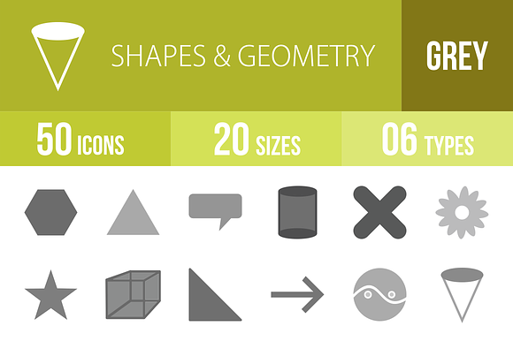 50 Shapes Geometry Greyscale Icons