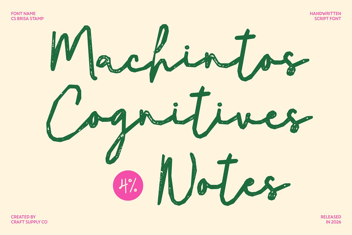 CS Brisa Stamp, a Script Font by Craft Supply Co. (Photo 4 of 8)