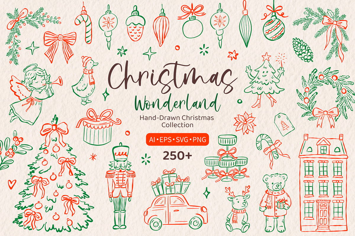 Christmas Wonderland hand drawn set, a Seasonal Illustration by Idressart (Photo 1 of 13)