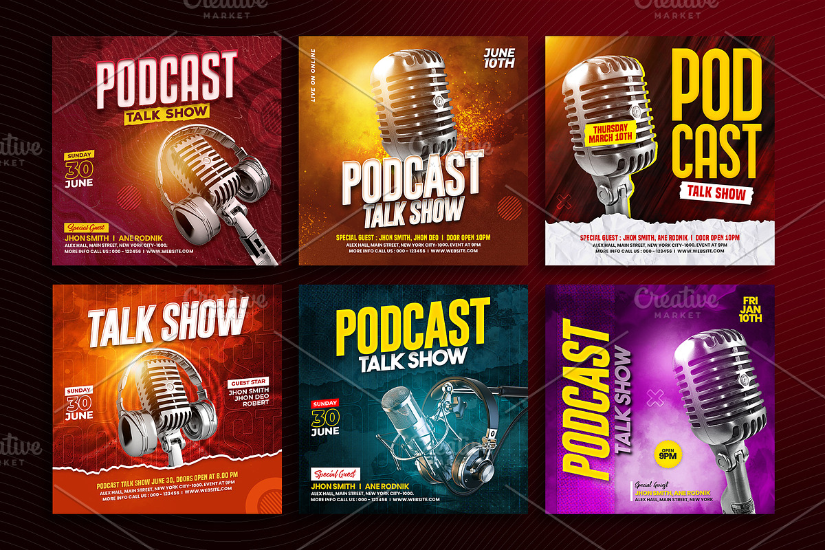 Podcast Talk Show Social Media Post, a Social Media Template by Yunus Ahmad