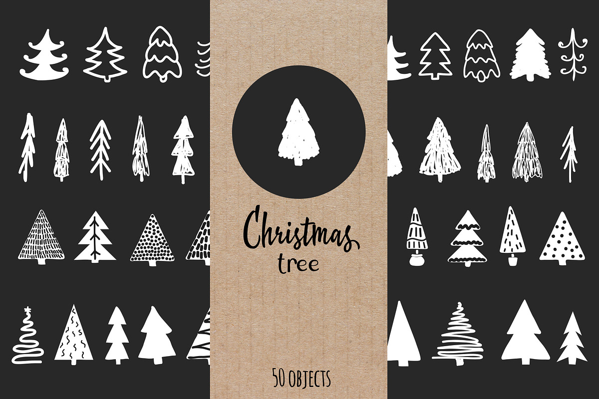 hand drawn christmas trees, an Object Graphic by Cozy pattern shop (Photo 1 of 2)
