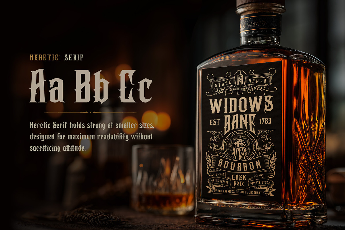 Heretic Blackletter Font Family, a Blackletter Font by StockMamba (Photo 3 of 13)