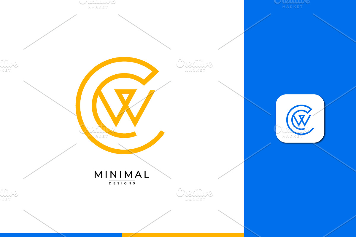 Monogram icon logo CW or WC, a Branding & Logo Template by idesign_4u