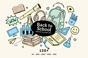 Back to School Line Art Clipart