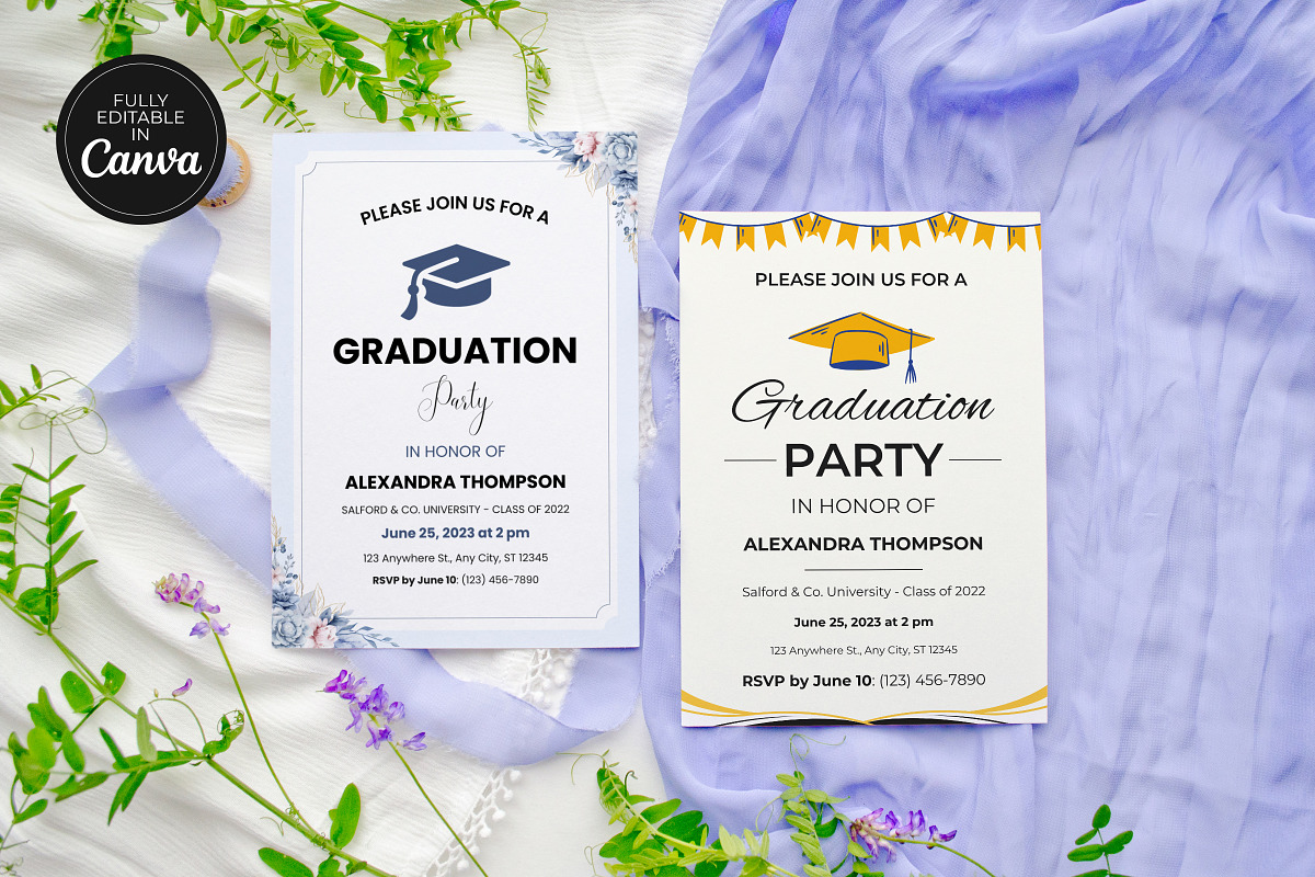 Graduation Invitation Canva Template, an Invitation Template by Snapybiz (Photo 10 of 10)