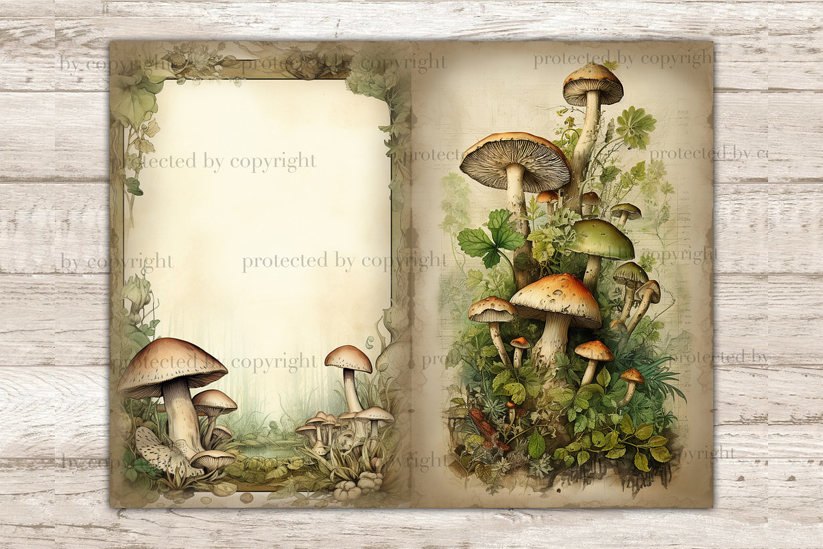 Mushrooms Junk Journal Pages, a Seasonal Illustration by GlamArtZhanna (Photo 8 of 9)