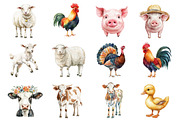 Watercolor Farm Animals, an Illustration by Design Market (Thumbnail 2 of 3)