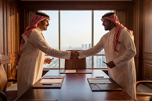 Saudi Business Team Working Together