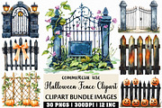 Watercolor Halloween Fence Clipart, an Illustration by Craft Nest (Thumbnail 1 of 6)