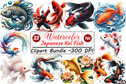 Japanese Koi Fish Sublimation Clipar, an Illustration by DreamCafeArt (Thumbnail 1 of 9)
