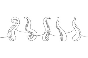 Octopus tentacles line art with, an Animal Illustration by GraphiShop