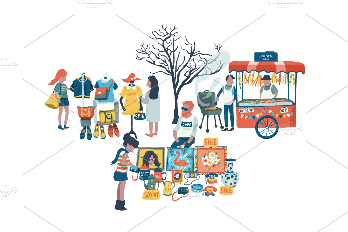 Doodle retro flea market set, a Decorative Illustration by Wanwiss (Photo 4 of 9)
