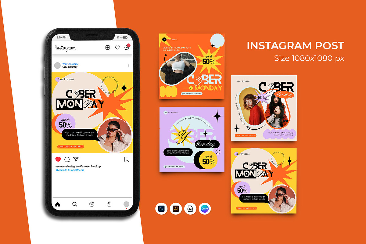 Cyber Monday Instagram Post Template, a Social Media Template by Artnivora.Std (Photo 2 of 2)