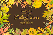 Watercolor autumn leaves clip art, an Illustration by Elly Studio (Thumbnail 1 of 3)