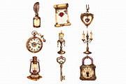 Watercolor Antique Clipart, an Illustration by Libby Wishes (Thumbnail 2 of 4)