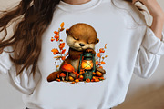 Whimsical Autumn Fall Otter Clipart, a Seasonal Illustration by Designworld (Thumbnail 9 of 10)