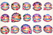 Tropical Sunset Flamingo Clipart, an Illustration by Rose Art (Thumbnail 2 of 7)