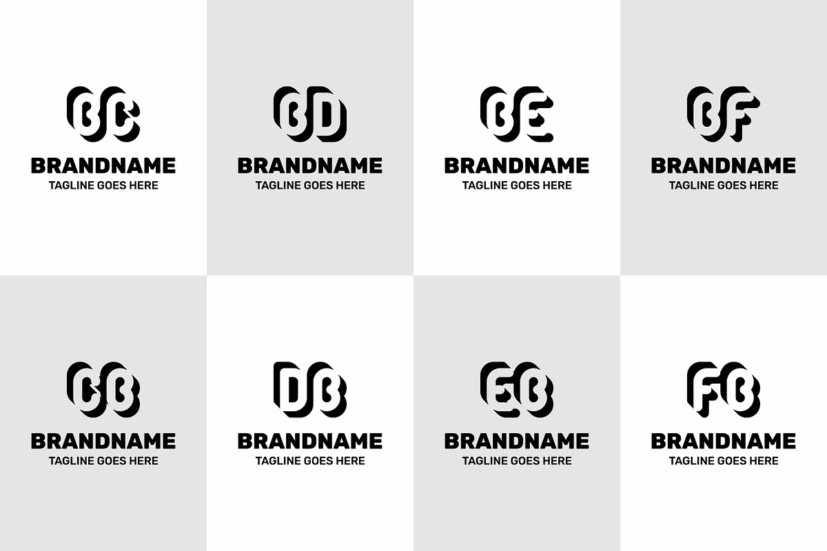 Letters BC CB BD DB BE EB BF FB Logo, a Branding & Logo Template by Pray Art Design Studio (Photo 1 of 2)